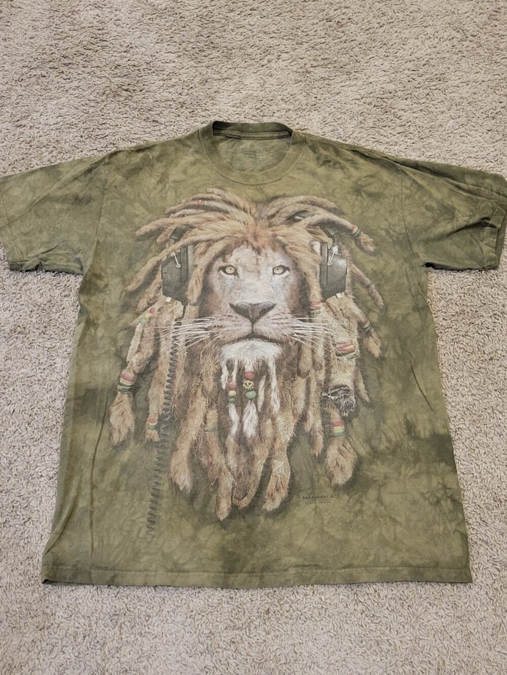 The Mountain Olive Green Lion Dreadlocks Graphic Tee